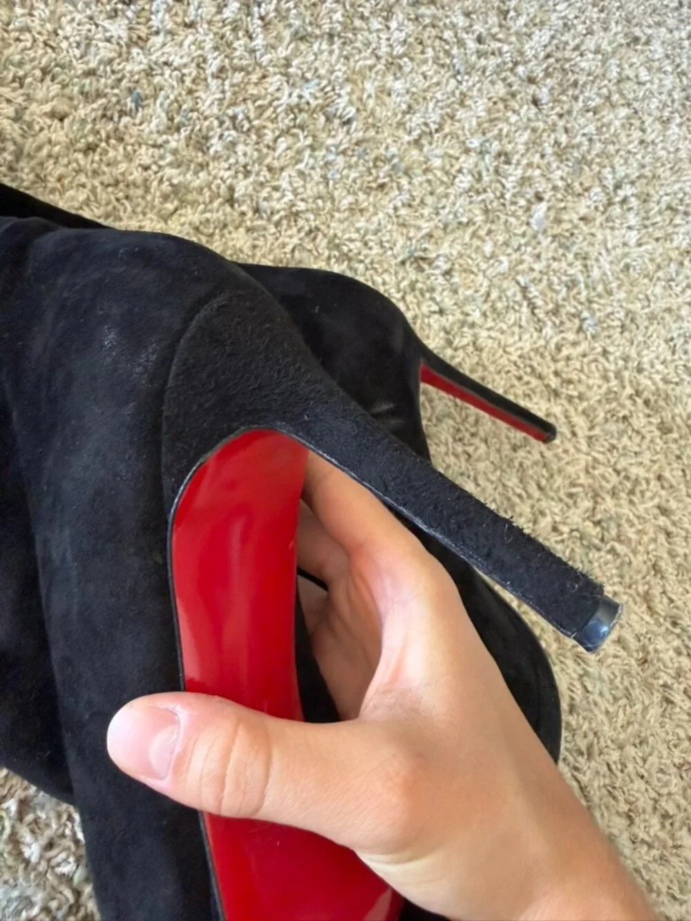 Christian Louboutin Botalili 120 Black Suede Knee-High Boots EU 41